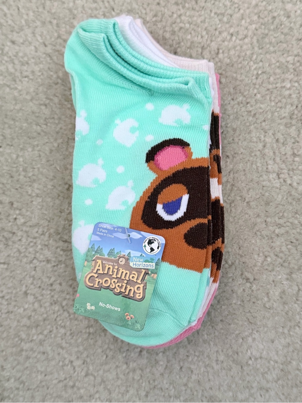 Animal Crossing multicolored No-Show Socks